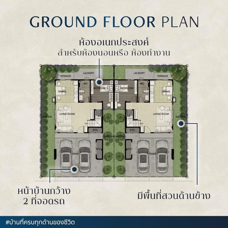 ภาพแบบบ้าน-Space Type บ้านแฝด