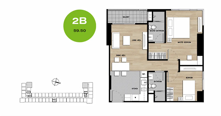 ภาพแบบบ้าน-เดอะ-เบส-ไฮท์-อุดรธานี-2-Bedroom-Type-B