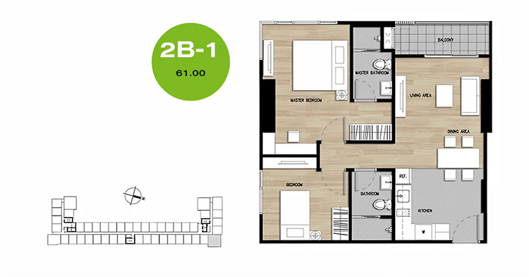 ภาพแบบบ้าน-เดอะ-เบส-ไฮท์-อุดรธานี-2-Bedroom-Type-B
