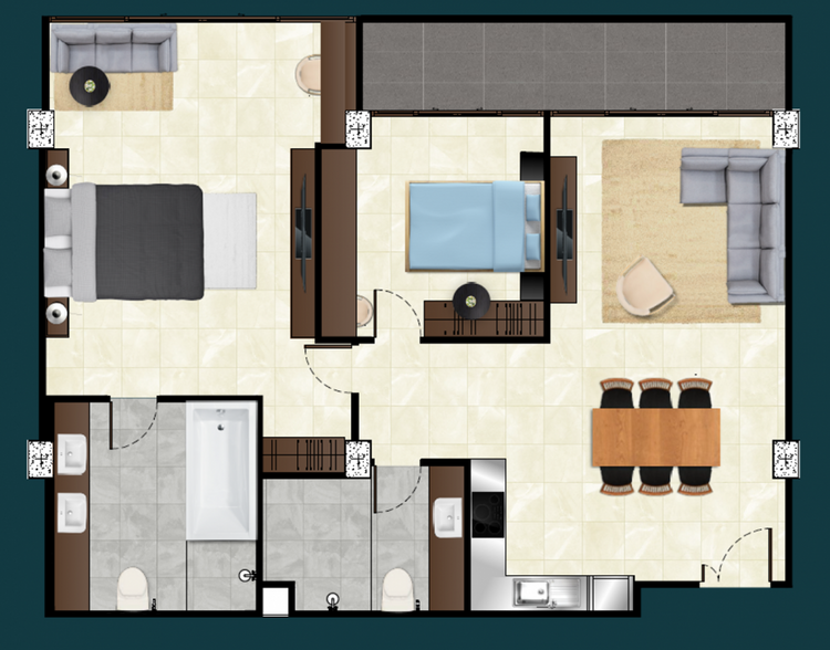 ภาพแบบบ้าน-2 BedRoom