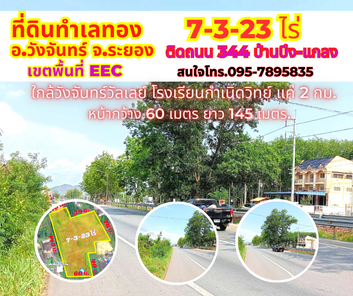 ขายที่ดินระยอง วังจันทร์ 7-3-23ไร่ ติดถนน 344 สายบ้านบึง-แกลง ใกล้วังจันทร์ วัลเลย์ สำนักงานใหญ่ EEC เขตนวัตกรรมเศรษฐกิจ