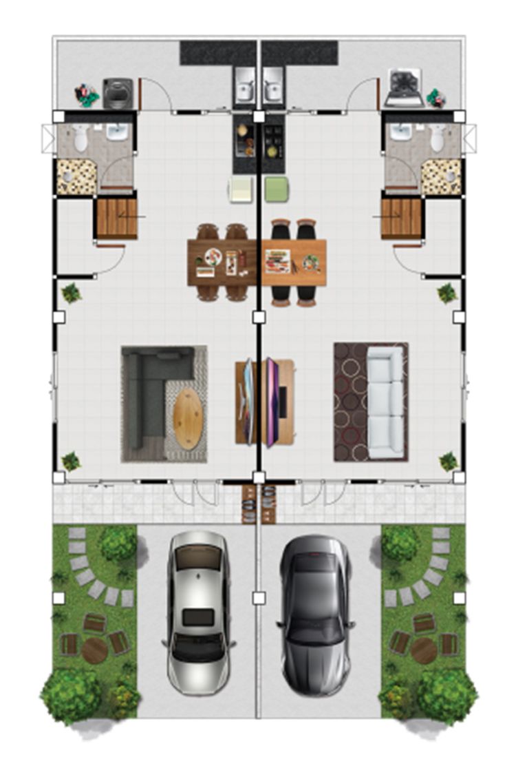 ภาพแบบบ้าน-บ้านแฝด 2 ชั้น หน้ากว้าง 5 ม.